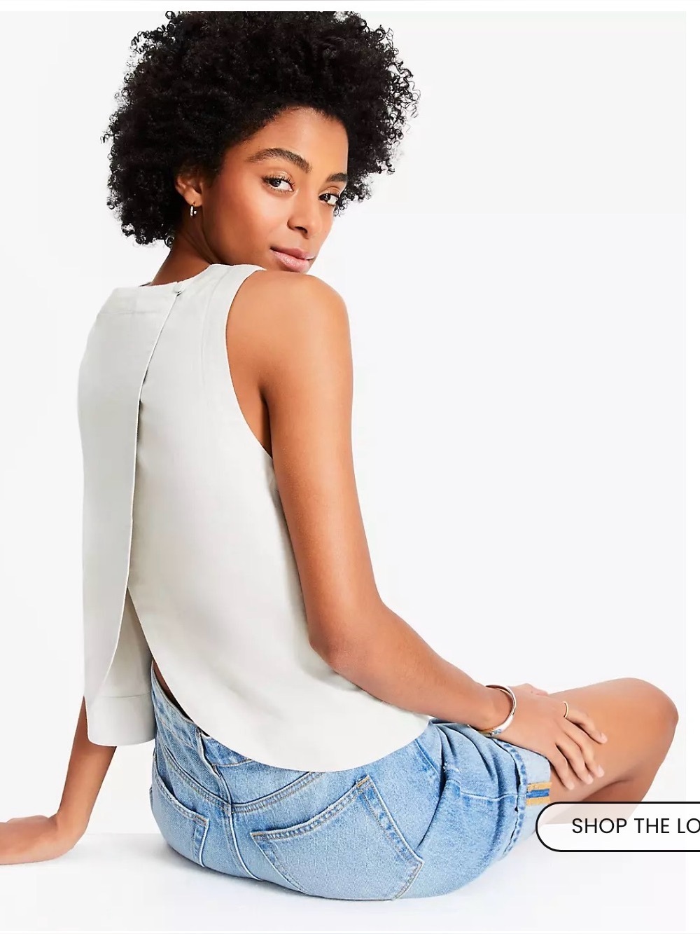 LOFT Open-Back Sleeveless Tank in white
